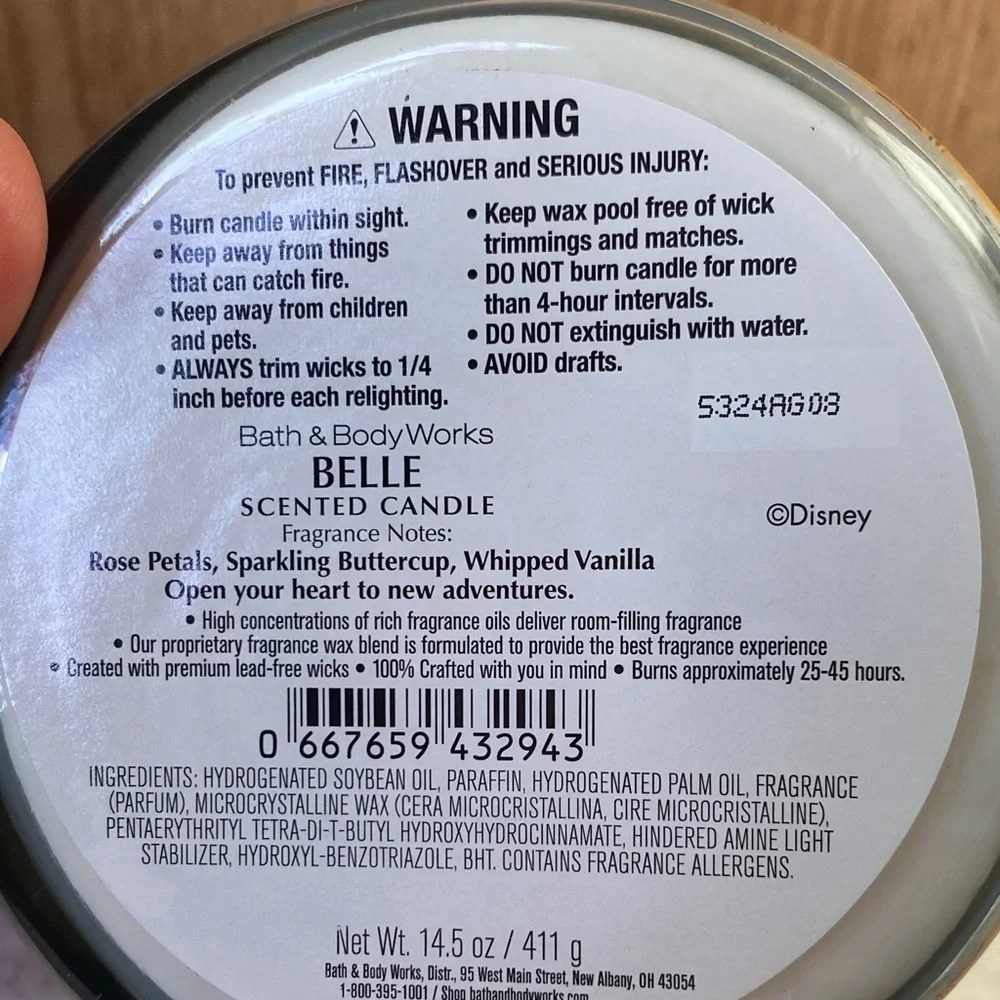 Bath & Body Works Gold Candle Jar with Blue Filigree - Picture 3 of 5